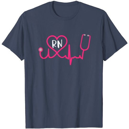Registered Nurse RN EKG Stethoscope Heart Heartbeat T Shirt