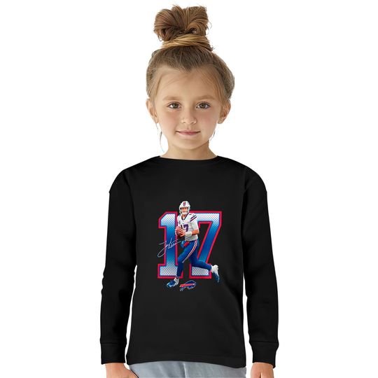 Josh Allen Royal Buffalo Bills Powerhouse Player Graphic Kids Long Sleeve T-Shirt