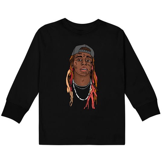 Lil Wayne Illustrated Face Kids Long Sleeve T-Shirt