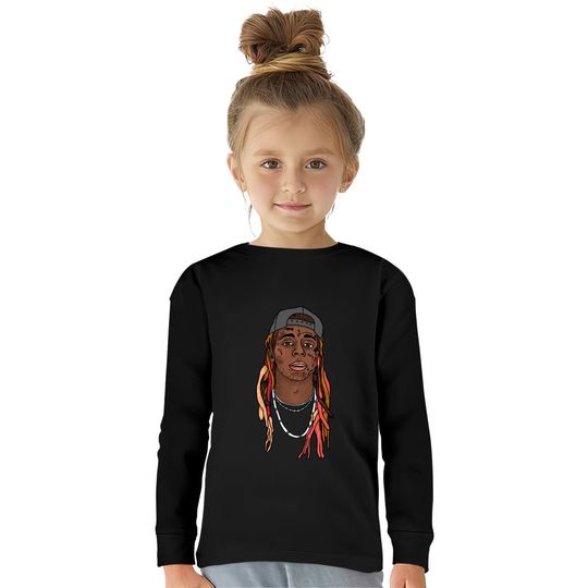 Lil Wayne Illustrated Face Kids Long Sleeve T-Shirt