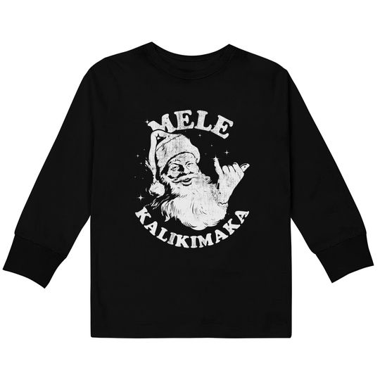 Retro Christmas Mele Kalikimaka Santa Shaka Hawaii Kids Long Sleeve T-Shirt