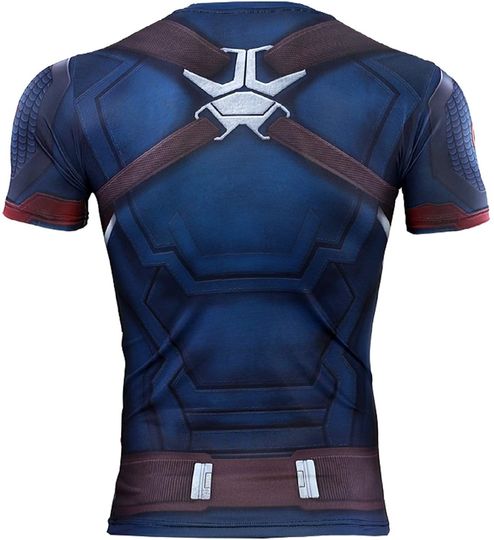 Short Sleeve 3D Print T-Shirt for Men's Captain America Compression Shirt