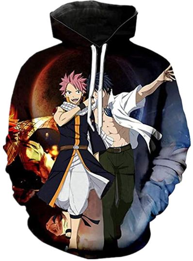 Fairy Tail Printed Pullovers Casual Pouch Pocket Drawstring 3D Hoodie
