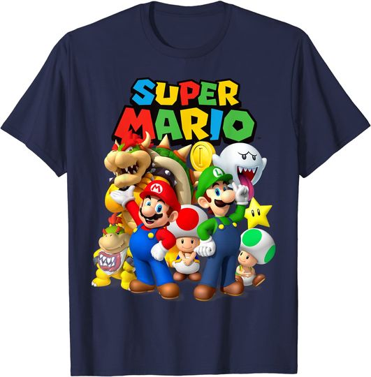 Mario T-Shirt Super Mario Classic Group Shot Graphic