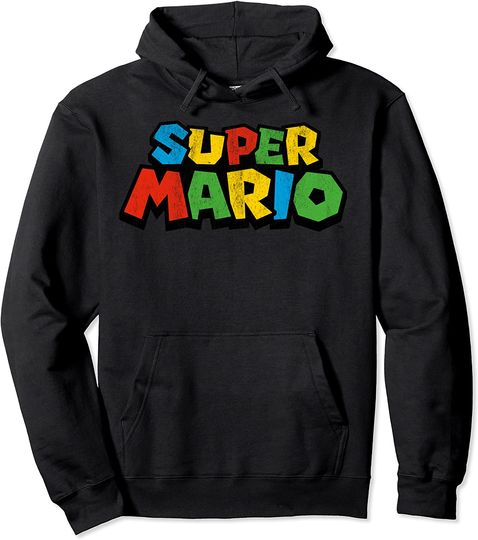Mario Hoodie Super Mario Colorful Game Logo