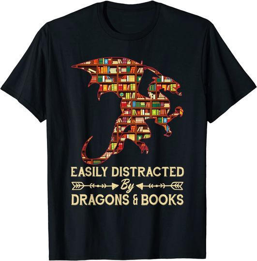 Wings Of Fire T-Shirt Easily Distracted By Dragon And Books Nerds