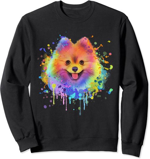 Splash Art Pomeranian Cute Doggie Gift Men Women Dog Lover Sweatshirt