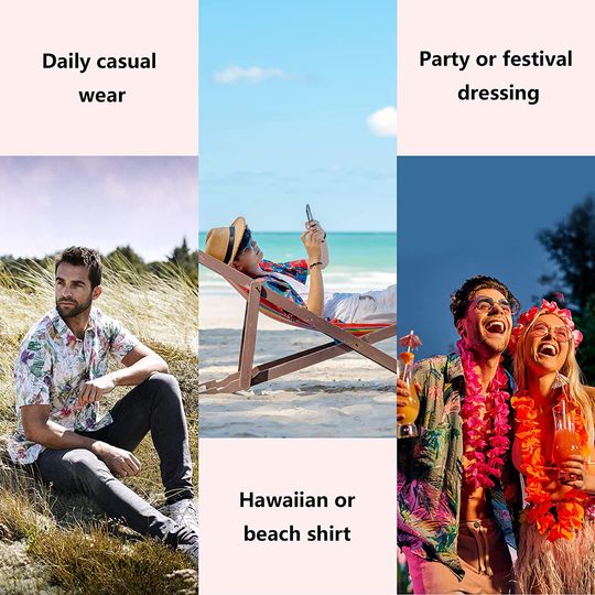 Fisyme Mardi Gras Hawaiian Shirt for Men Loose-Fit Short Sleeve Button Down Beach Casual Shirts