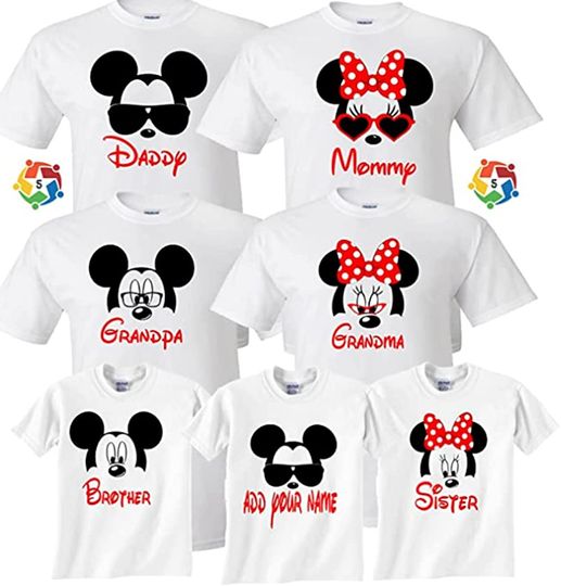 Mickey & Minnie Custom Name Disney Face T Shirts