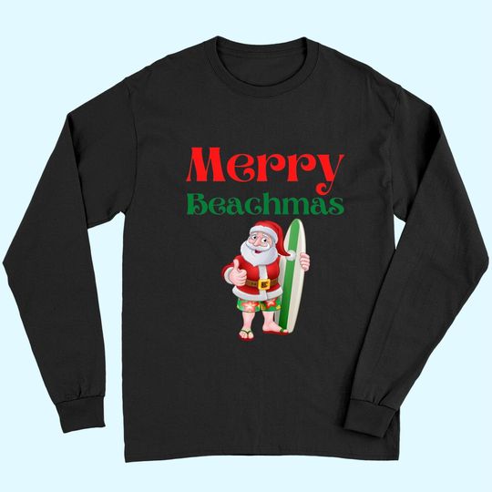 Merry Beachmas Surfing At The Beach Classic Long Sleeves