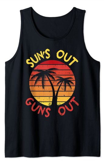 Suns Out Guns Palm Beach Retro 80s Summer Vacation Muscle Tank Top