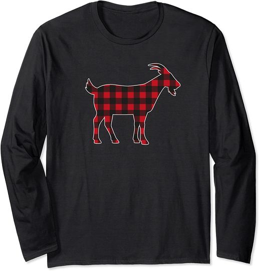 Red Plaid Goat Merry Christmas Matching Family Pajama Long Sleeve