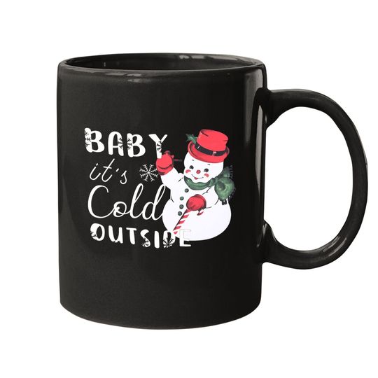 Baby It's Cold Outside Christmas Plaid Splicing Snowman Mugs