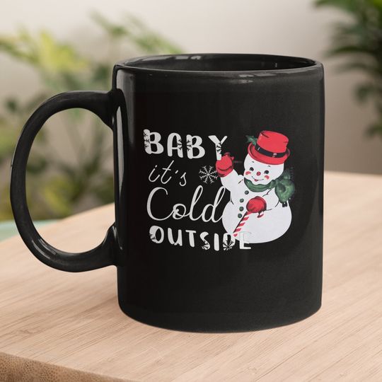 Baby It's Cold Outside Christmas Plaid Splicing Snowman Mugs