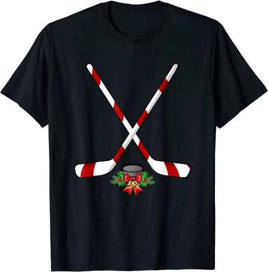 Ice Hockey Christmas  Candy Stick T-Shirt