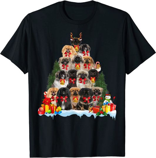 Christmas Pajama Pekingese Xmas Tree Gifts Dog Dad Mom T-Shirt