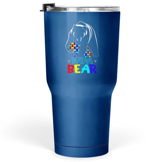 Papa Bear Autism Awareness Gifts For Autism Dad Love Support Tumbler 30 Oz