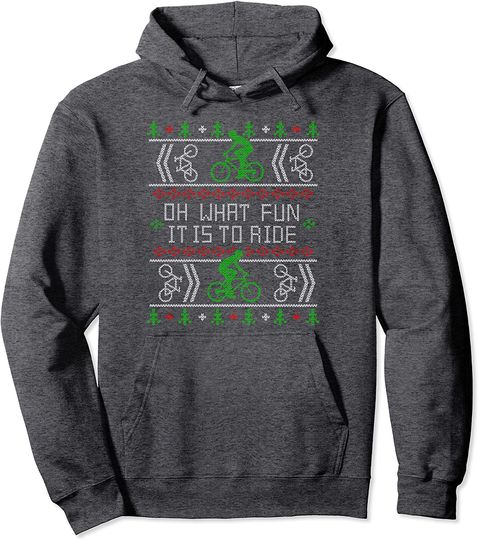 Biking Oh What Fun it is to Ride Bike Ugly Christmas Shirts Pullover Hoodie