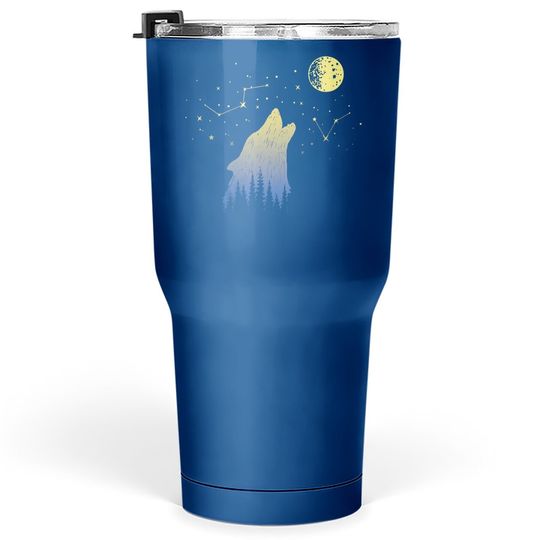 Wolf Howling At Stars Constellations And Moon Tumbler 30 Oz