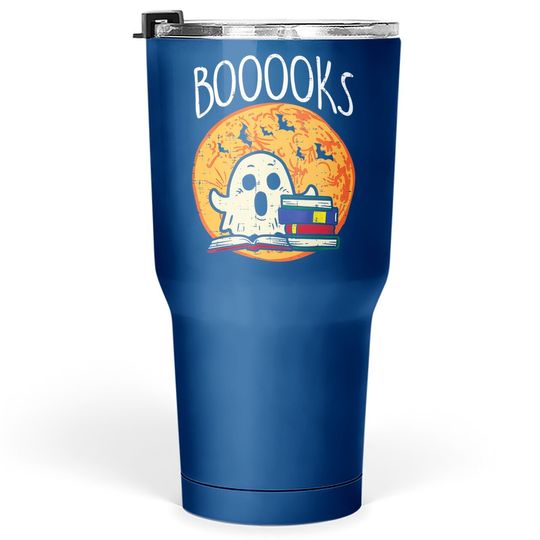 Boooks Moon Ghost Halloween Bookworm Librarian Teacher Book Tumbler 30 Oz