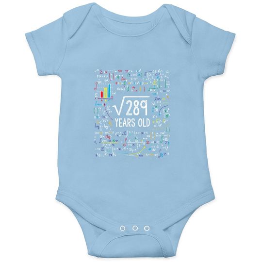 Square Root Of 289 17th Birthday 17 Year Old Gifts Math Bday Baby Bodysuit
