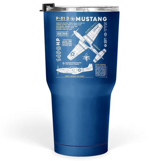 P-51 Mustang North American Aviation Vintage Fighter Planet Tumbler 30 Oz
