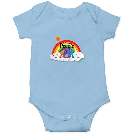 I Hate People | Funny Sarcastic Introvert Rainbow Bear Baby Bodysuit