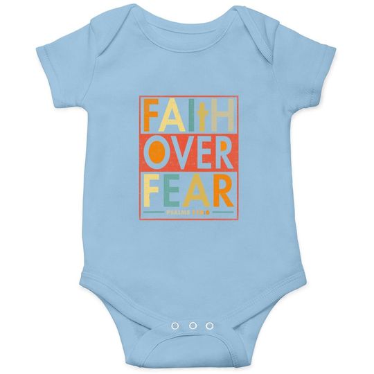Faith Over Fear Baby Bodysuit Vintage Retro Christian Gift Tshirt