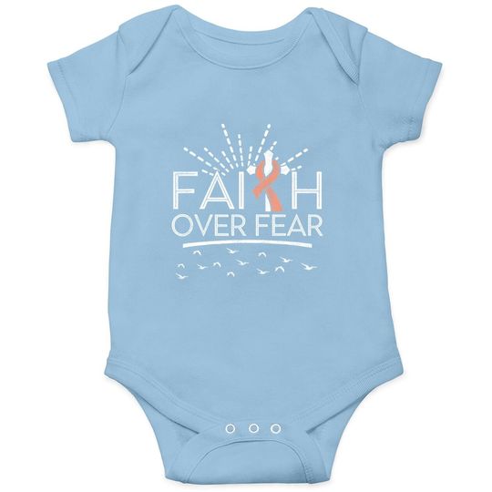 Faith Over Fear Peach Ribbon Uterine Cancer Baby Bodysuit