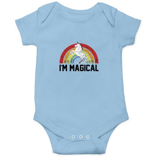 I'm Magical Rainbow Unicorn Tri Blend Baby Bodysuit Heather Grey
