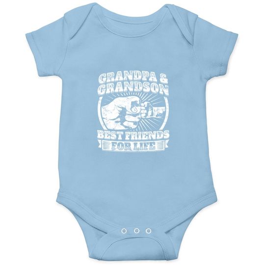 Grandpa And Grandson Gift Family Baby Bodysuit Grandad Fist Bump Tee