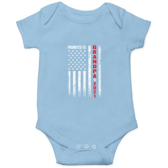Promoted To Grandpa 2021 For First Time Fathers New Dad Gift Baby Bodysuit