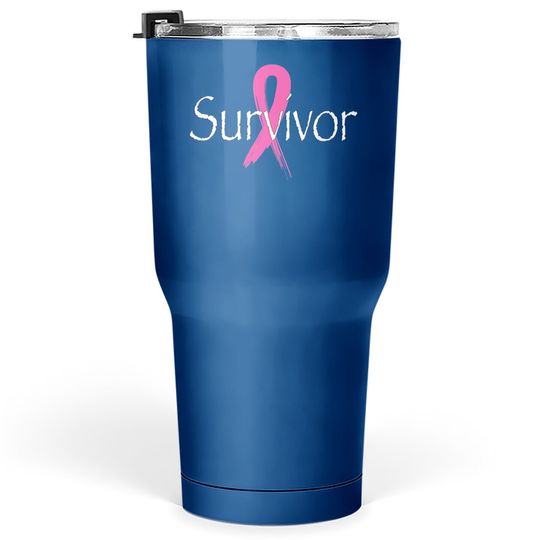 Breast Cancer Survivor Pink Ribbon Awareness Month Tumbler 30 Oz