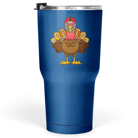 Cool Thanksgiving Football Gobble Player Turkey Gift Tumbler 30 Oz