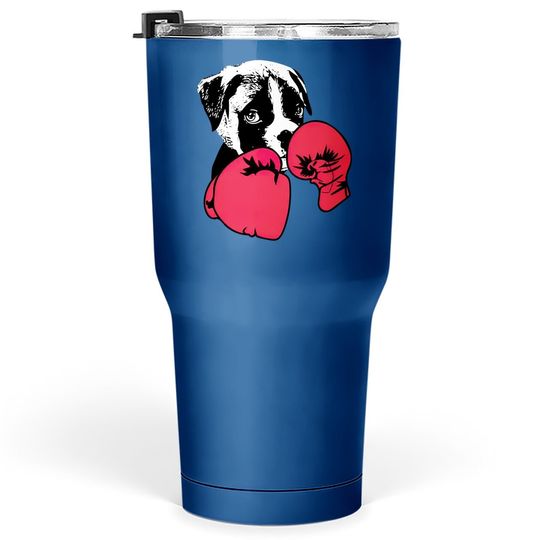 Dog With Boxing Red Gloves Tumbler 30 Oz
