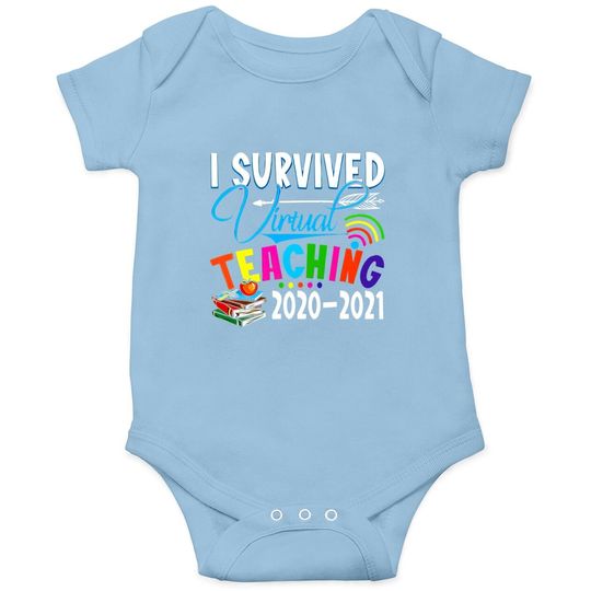 Fashion Baby Bodysuit - Funny I Survived Virtual Teaching End Of Year Teacher Remote Gift Baby Bodysuit Short Sleeve