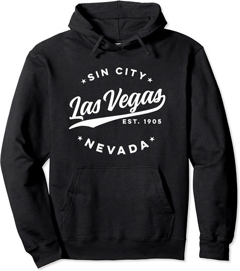 Vintage Las Vegas Sin City Nevada White Text Pullover Hoodie