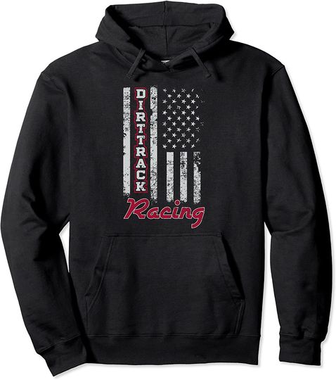 Dirt Track Racing Gift Design American Flag Pullover Hoodie