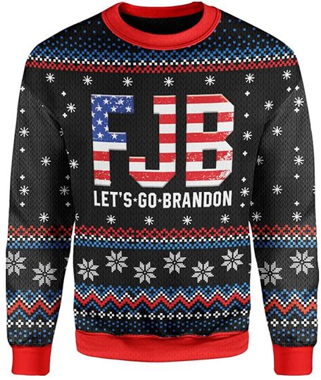 Let's go Brandon 3D All-Over Knitting Pattern Sweatshirt Fake Ugly Christmas Sweater