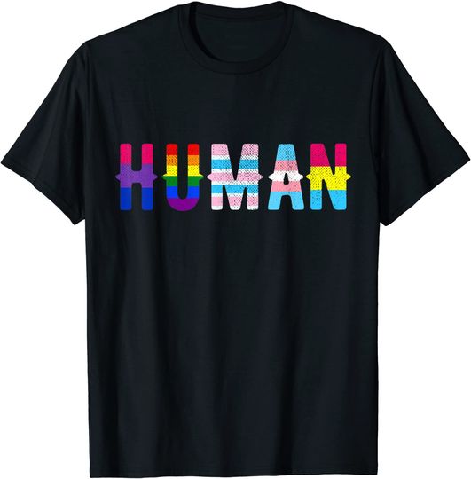 Human Gay Pride Flag, Cute LGBTQ Rainbow Tee for Pride Month T-Shirt