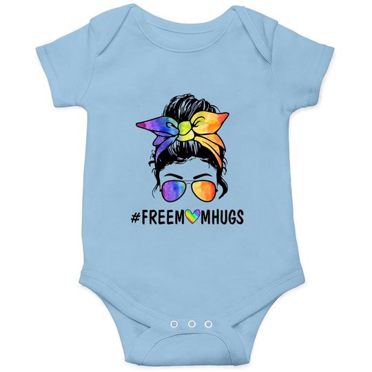Ph Free Mom Hugs Messy Bun Lgbt Pride Rainbow Baby Bodysuit