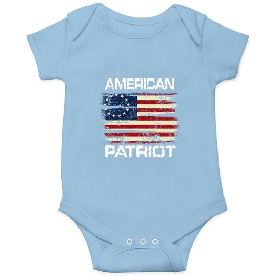 Betsy Ross American Flag 13 Star Colonies American Patriot Baby Bodysuit