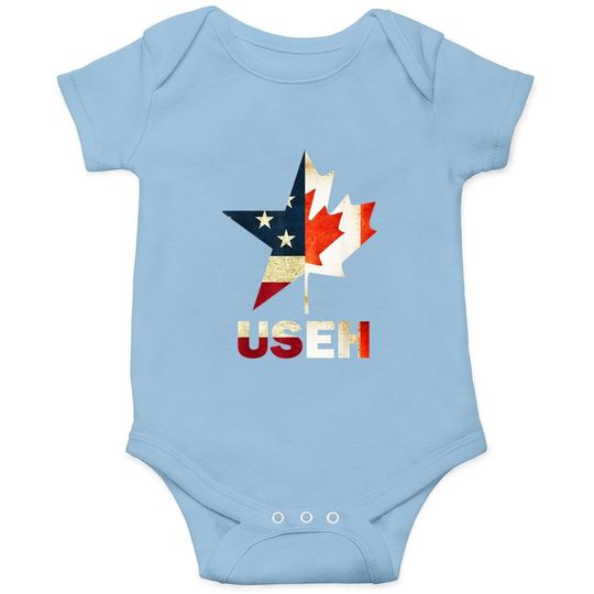 Useh Leaf Canadian American Flag Baby Bodysuit Canada Usa Flag Gift Baby Bodysuit