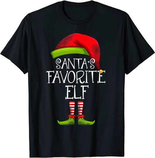 Santa's Favorite Elf Matching Family Christmas Costume T-Shirt