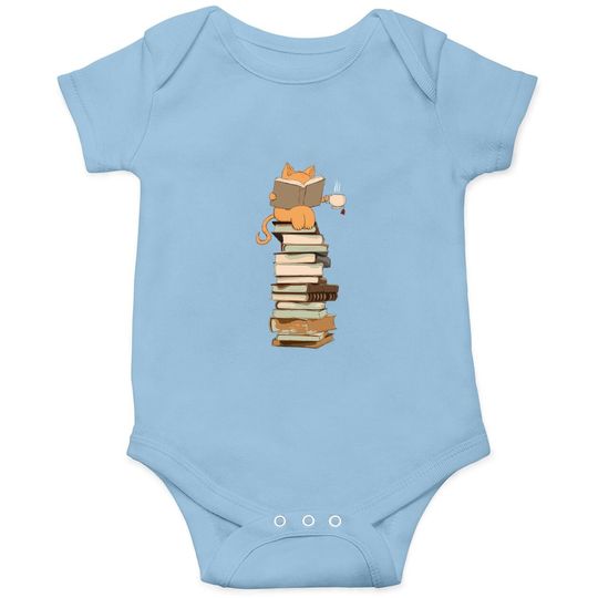 Kawaii Cats, Books Tea Gift Baby Bodysuit