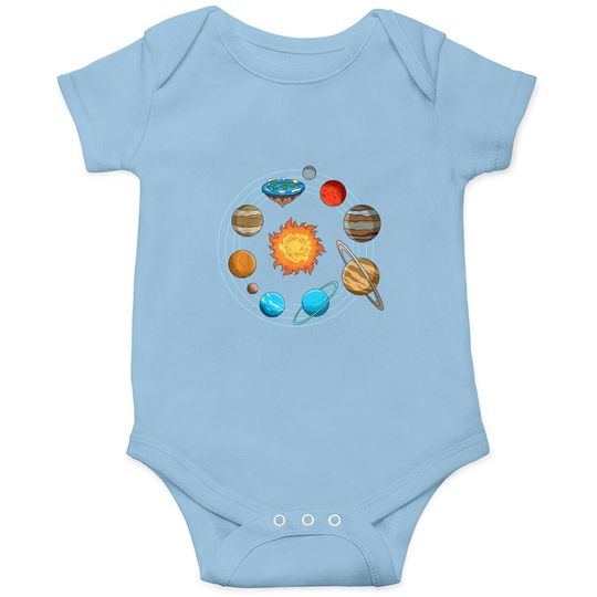 Flat Earth Joke Flat Earthers Solar System Baby Bodysuit