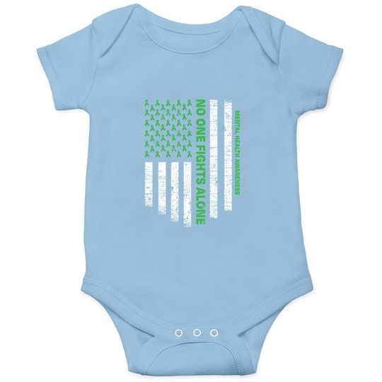 No One Fights Alone Usa Flag Mental Health Awareness Baby Bodysuit Baby Bodysuit