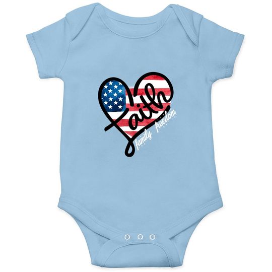 4th Of July Patriotic Christian Faith Heart American Flag Baby Bodysuit