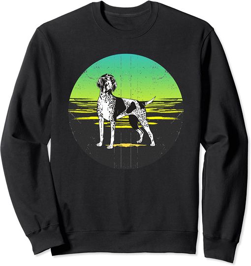 Graphic 365 Dog Breed German Wirehaired Pointer Retro Sunset Sweatshirt