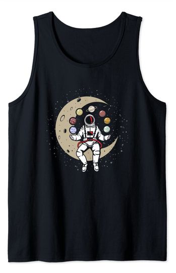 Universe Galaxy Astronaut Juggling Planet Solar System Space Tank Top